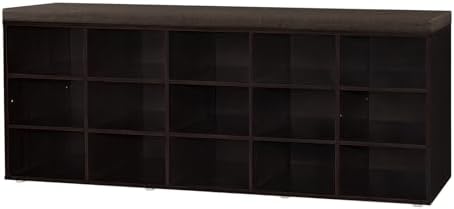 DINZI LVJ Shoe Storage Bench with Cushion, 15-Cubby Shoe Rack with Seat by DINZILVJ