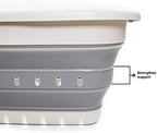 SAMMART 41L Collapsible 3 Handled Plastic Laundry Basket - Foldable Pop Up Storage Container/Organizer - Portable Basket - Space Saving Hamper/Basket (3 handled rectangular, Grey/Dark Grey) - Image 4