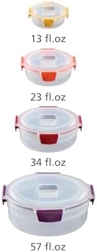 Joseph Joseph Nest Lock 8-piece Plastic BPA Free Round Food Storage Container Set with Lockable Airtight Leakproof Lids - Multicolor - Image 3