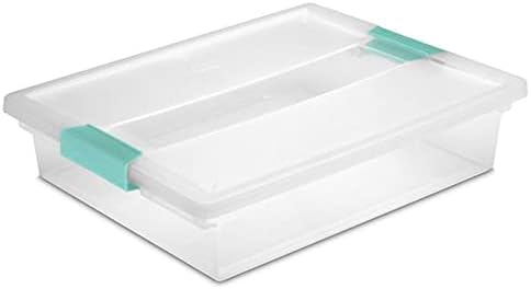Sterilite Clip Box, Stackable Small Storage Bin with Latching Lid, Plastic Container to Organize Office, Crafts, Clear Base and Lid, Large, 1-Pack | Plastic Container to Organize Office, Crafts, Clear Base and Lid, Large, 1-Pack by Sterilite