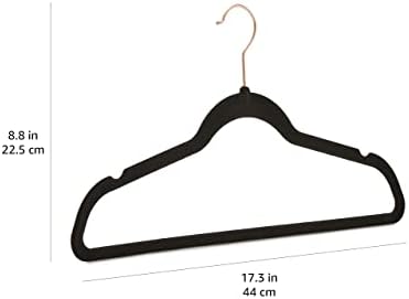 Amazon Basics Slim Velvet Non-Slip Space Saving Suit Clothes Hangers for Closet Organization, Black/Rose Gold, 50-Pack - Image 4