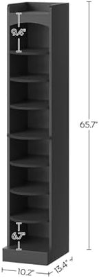 YATINEY 9-Tier Tall Shoe Rack, Wooden Shoe Storage Organizer, Narrow Shoe Cabinet with Removable Shelves for Small Spaces, Holds 9 Pairs of Shoes, for Entrance, Hallway, Black SS02BK - Image 3