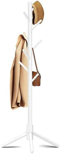 8-Hook Freestanding Coat Rack 3 Adjustable Heights Sturdy White by Azaeahom