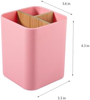 Bamboo Toothbrush Holder for Bathrooms Toothpaste Organizer - Pink - Image 5