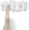 Umbra Sticks Wall Mount Coat Rack, 5 Hook Retractable Pegs, White by Umbra