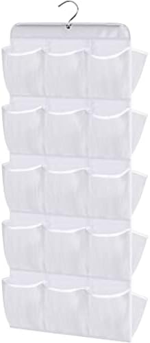 MISSLO 30 Large Pockets Dual Sided Hanging Baby Shoe Organizer for Closet with Rotating Hanger Hanging Shoe Shelves, White by MISSLO