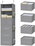 6-Shelf Hanging Closet Organizer with 5 Drawers, Non-Woven Storage, Gray | Spacious compartments sort clothes & undergarments; foldable drawers add hidden storage for closets, wardrobes or RVs. by Bosuelife