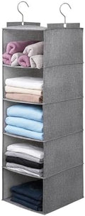 Large Hanging Sweater Organizer for Closet,Collapsible 6-Shelf Hanging Closet Shelves with Drawers, Washable (Grey-5 Shelf) by Unknown