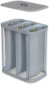 Joseph Joseph Tota Trio 90 liter/23.8 gallon Laundry Hamper Separation Basket with lid, 3 Removable Washing Bags with Handles- Gray - Image 3