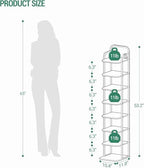 Hzuaneri 8 Tiers Vertical Shoe Rack, Narrow Shoe Tower, Tall Shoes Shelf with 2 Hooks, Adjustable Shelves, Corner Shoes Shelves for Small Spaces, Entryway, Living Room, Rustic Brown SR04301B - Image 2