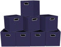Fabric storage bins Cubes, Fabric Cube Organizer with Handle, Foldable Cube Bins for Cloth or Accessary Storage, 11x11x11, Set of 8, (Navy Blue) by Yunkeeper