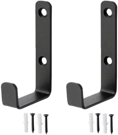 2 Pack Heavy Duty Steel J Hook, Wall Mount Utility Hook, for Heavy Duty Garage Hooks, Storage Wall Mount, Garage Storage Utility Hooks for Extension Cord Tool Clothes Keys, Black by Unknown