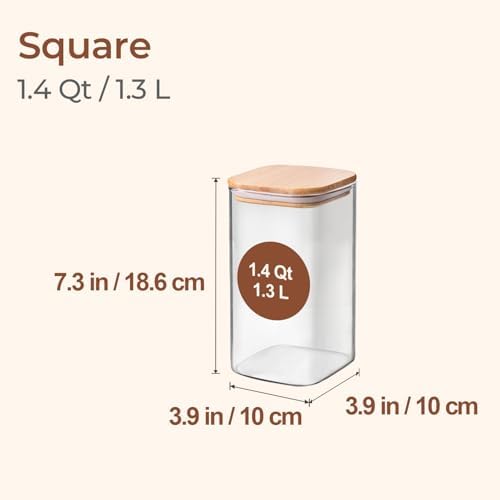 ComSaf Glass Storage Containers with Lids 1.4 Qt, Set of 3 Glass Food Jars - Image 2