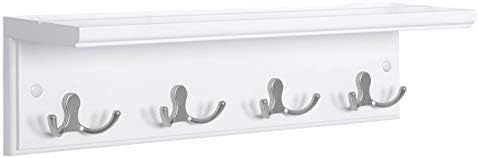 SONGMICS Wall-Mounted Coat Rack with Shelf, 4 Dual Metal Hooks by Unknown