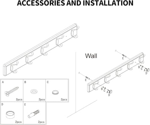 Heavy Duty Wooden Coat Rack, Wall-Mounted, Black Hook White Board, 24 Inch - Image 7