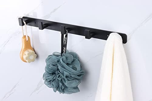 Coat Rack, Heavy Duty Stainless Steel 5 Tri Coat Hook Hanger, Wall Mounted Storage Wall Hooks, Rustic Clothes Hook/Key Hook Rail for Bathroom Kitchen Entryway(5 Hook Black) - Image 2