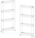 SPACELEAD 2-piece Set Slim Storage Cart 3 Tier,Bathroom Organizer Rolling Utility,Mobile Shelving Unit Slide Out for Office, Kitchen, Laundry Room & Narrow Places by Home
