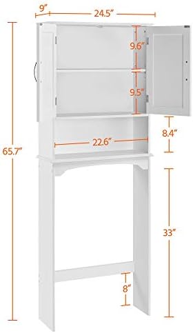 Topeakmart Over the Toilet Rack with Adjustable Shelf and 2 Doors, White - Image 3