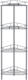 HuggieGems Metal Floor Standing Corner Shower Caddy, Dark Gray, 4 Tier by HuggieGems