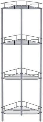 HuggieGems Metal Floor Standing Corner Shower Caddy, Dark Gray, 4 Tier by HuggieGems