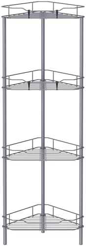 HuggieGems Metal Floor Standing Corner Shower Caddy, Dark Gray, 4 Tier by HuggieGems