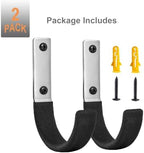 Garage Storage Ladder Hanger 2 Pcs, Upgraded Hose Hanging Hooks, Yard Tool Hangers for Garage Wall, Shovel and Rake Holders, Heavy Duty Utility J-Hooks for Hanging Tools, Ladders, Bicycles - Image 7