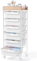 SYKIARIOL 6 Drawer Rolling Cart for Craft Storage,Utility Drawer Cart,White by SYKIARIOL
