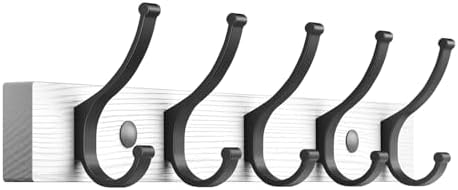 Optish Coat Rack Wall Mount, 16.5 Inches Wood Coat Hooks Wall Mount, Wall Coat Rack with 5 Hooks, Hat Rack Wall Hooks for Hanging Coat, Bag, Towel (1Pack, White) by Optish