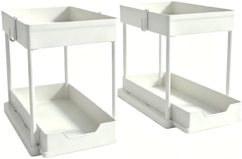 Under Sink Organizer 2 Pack,2 Tier Slide Out Storage for Kitchen Bathroom by petisal