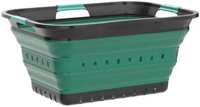 SAMMART 42L (11 gallon) Collapsible Plastic Laundry Basket - Foldable Pop Up Storage Container/Organizer - Space Saving Hamper/Basket (1, Grey/Turquoise Blue) - Image 4