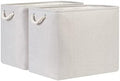 Bidtakay Fabric Beige Baskets Extra Large Organization Baskets for Clothes Set of 2 Collapsible Storage Bins for Shelves Cabinet 17x12x15 In Organizing Bins for Bedroom Blankets Pillow Towels Storage by BidtakayBaskets