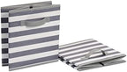 Amazon Basics Collapsible Fabric Storage Bins with Handles, Cube Organizer for Organizing, 13"x13"x13", White/Light Grey Stripe, 6-Pack - Image 4