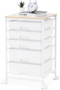 SYKIARIOL Rolling Cart with Drawers, 5 Drawers Utility Cart, Bright White by SYKIARIOL
