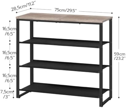 HOOBRO Shoe Rack, 4 Tier Shoe Storage Organizer with 3 Oxford Fabric Shelves and Top Panel, Holds 12-16 Pairs of Shoes for Entryway and Closet, Industrial, Greige BG47XJ01G1 - Image 3