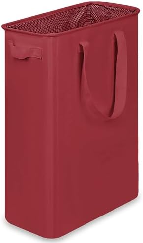 efluky Slim Laundry Basket, Narrow Laundry Hamper with Handles, Collapsible Dirty Clothes Hamper, Tall Laundry Bin for Laundry Room, Dorm and Bedroom, 48L (12.7 Gallon) Burgundy Red by efluky