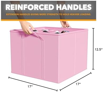 SpaceAid Shoe Organizer for Closet, 2 Pack Foldable Shoe Storage Containers Baskets Boxes Bins w/Adjustable Dividers, Fits 16-32 Pairs, Pink - Image 7