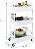 3-Tier Rolling Utility Cart with Caster Wheels,Easy Assembly, White - Image 3