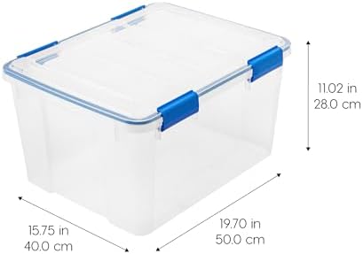 IRIS USA 2-Pack 44 Qt Storage Bins with Gasket Lids, Clear/Blue - Image 2