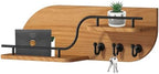 Modern Decorative Key and Mail Holder with 2 Floating Shelves, Wood Wall Mounted Key Organizer with 3 Metal Hooks for Home Entryway, Brown by Karisky
