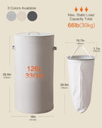 126L Laundry Basket with Lid, Laundry Hamper, Laundry Room, Gray - Image 3