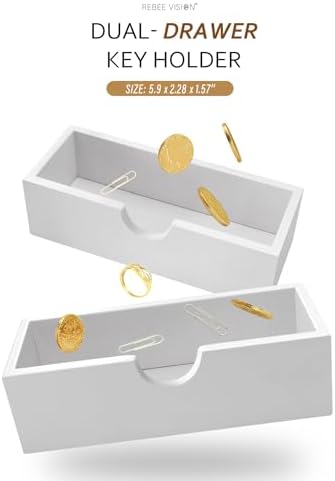 Rebee Vision Key Holder Wall Mount with 2 Drawers for Aesthetic Room, White - Image 5
