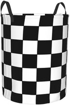 Black White Checkered Laundry Basket Storage Bin Foldable Laundry Hamper Clothes Storage Bucket Organizer 19.6x15.7 Inch For Laundry Room/Bedroom/Bathroom - Image 2
