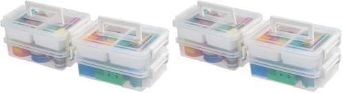 IRIS USA 1 Qt. Plastic Storage Bins with Lids, 4 Pack, Craft Storage Container, Sensory Bin, Organizing Containers for Home, Office & Art Supplies, Stackable, White by IRISUSA