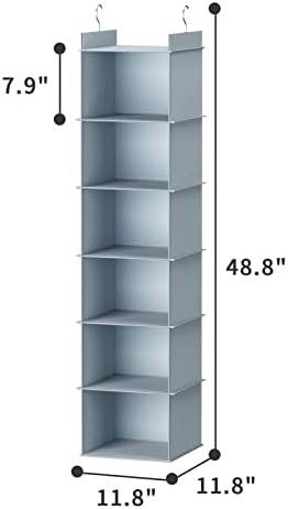 YOUDENOVA Hanging Closet Organizer, Closet Organizers and Storage, Grey | 6-Shelf Hanging Clothes Organizer with Waterproof Oxford Fabric, Ideal for Dorm Room Essentials, Clothes & Shoes - Image 3