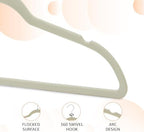 Amazon Basics Slim Velvet Non-Slip Space Saving Suit Clothes Hangers, Closet Organizer, Ivory/Beige, 30-Pack - Image 2