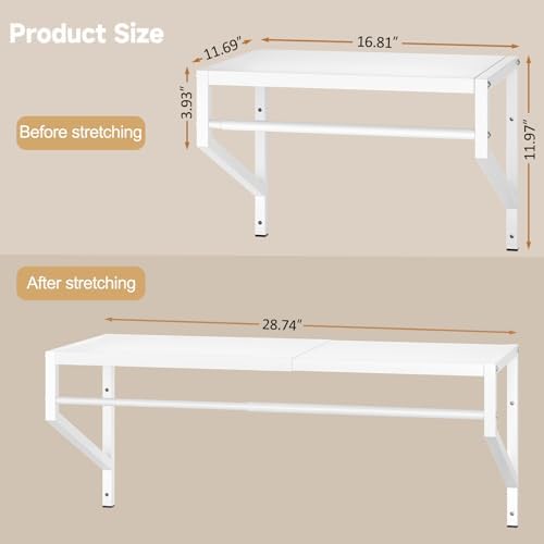 ThreeHio Expandable Closet Shelves Wall Mounted, 2 Pack Closet Shelving with Hanging Rods, Wall Shelving for Walk-in Closet, Hanging Shelves Organizer and Storage for Closet, Laundry - Image 3