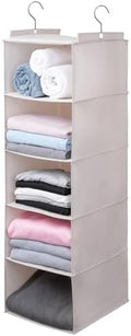 Large Hanging Sweater Organizer for Closet,Collapsible 6-Shelf Hanging Closet Shelves with Drawers, Washable (Beige -5 Shelf) by Unknown