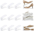 12 Pack Shoe Slots Organizer Adjustable Level Shoe Stacker Holder Storage Space Saving Sneakers Display Tray Rack for Closet (White, 12Pack) by UniHIMO