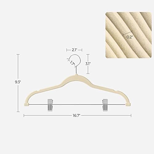 SONGMICS 20-Pack Pants Hangers, Velvet Hangers with Adjustable Clips - Image 6