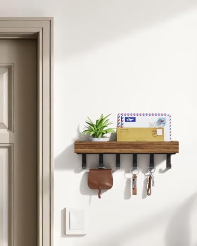Key Holder Wall Mount Magnetic Adhesive, Key Hooks Rack with Shelf - Image 2